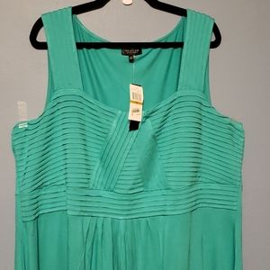 Spense Woman Midi Sleeveless Dress, Aqua, 3X